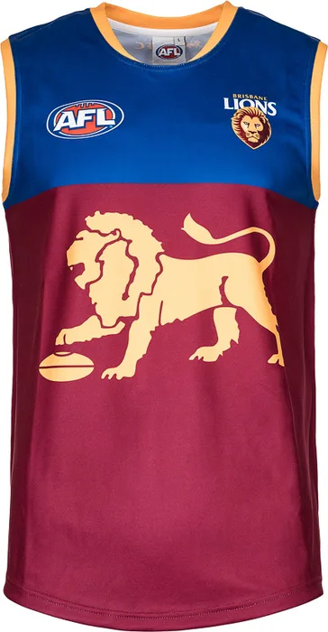 Brisbane Lions AFL guernsey in maroon, blue and gold